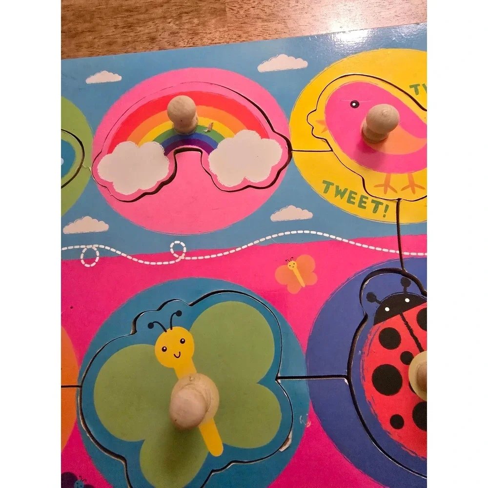 Vintage‎ 2010 Devrian Global Industries Wooden Rainbow Butterfly Peg Puzzle